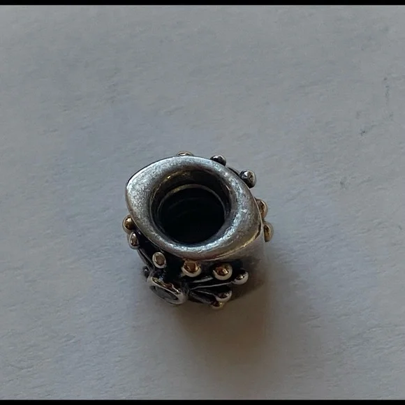 PANDORA DESERT STAR CHARM TWO TONE BEAD: SILVER WITH 14K GOLD #790188CZ - Picture 9 of 10